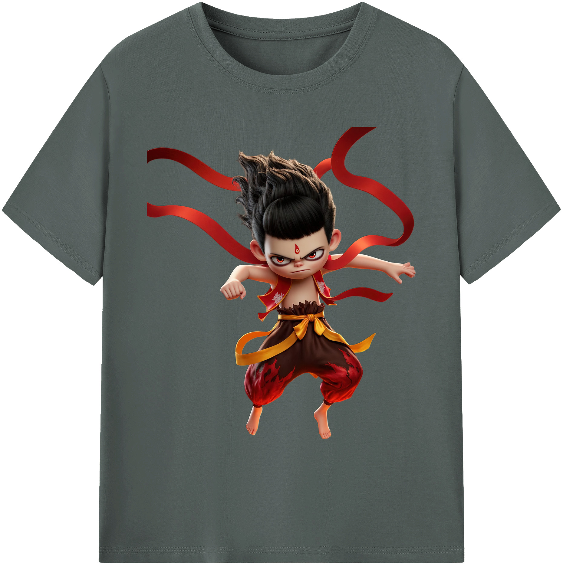 （画像用） Ne Zha 2 ナタ 魔童の大暴れ 綿100％ メンズ半袖Tシャツ｜肌触りやわらか＆通気性